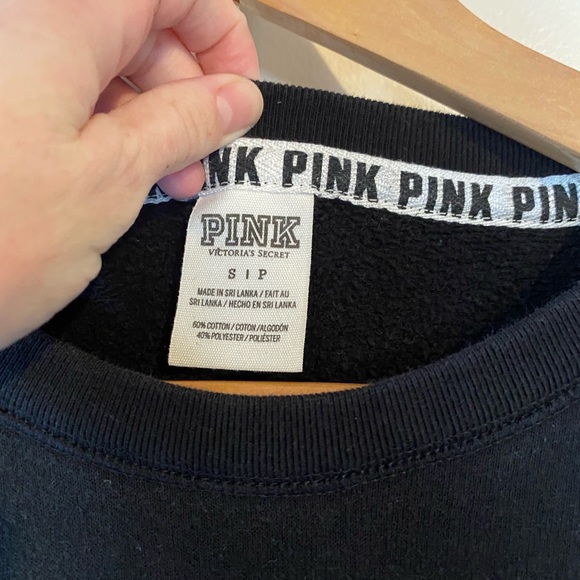 PINK Victoria’s Secret Black Crew Neck Size Small Zippers - Picture 5 of 6